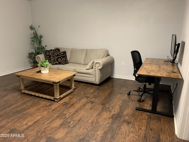 office space featuring dark hardwood / wood-style floors