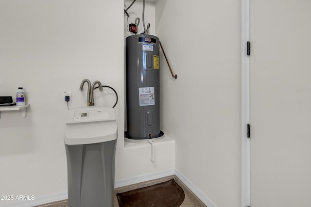 utility room with water heater