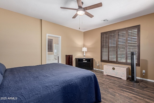16259 W Papago St, Goodyear, AZ 85338 - bedroom with wood finished floors, ensuite bath, and ceiling fan