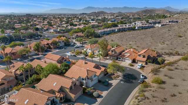 drone / aerial view featuring a mountain view