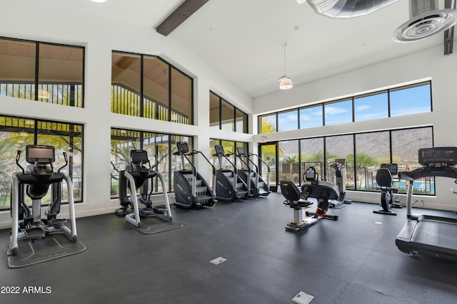 workout area with baseboards