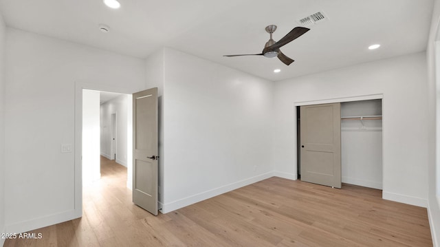 5103 E Juniper Ave, Scottsdale, AZ 85254 - unfurnished bedroom featuring light wood-style flooring, recessed lighting, baseboards, and a closet