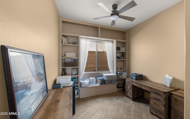13614 N 12th Way, Phoenix, AZ 85022 - office with light tile patterned floors, ceiling fan, and built in features