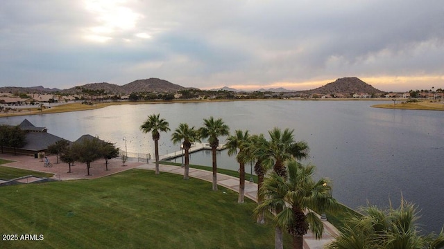 view of water feature with a mountain view