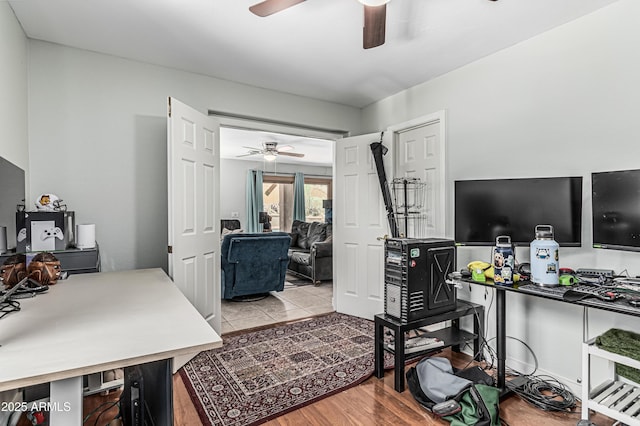 6422 W Range Mule Dr, Phoenix, AZ 85083 - office area with ceiling fan and wood finished floors
