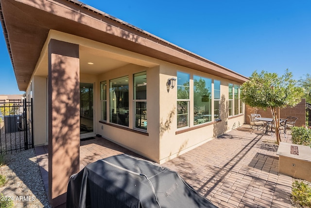 view of home's exterior with a patio