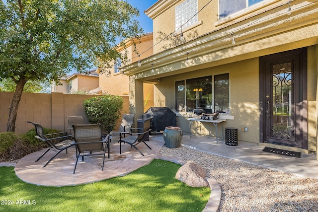 view of patio featuring area for grilling