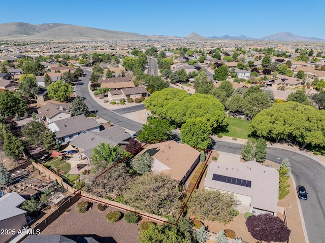 5461 N Bremont Way, Prescott Valley, AZ 86314 - aerial view of residential area with property parcel outlined and a mountain backdrop