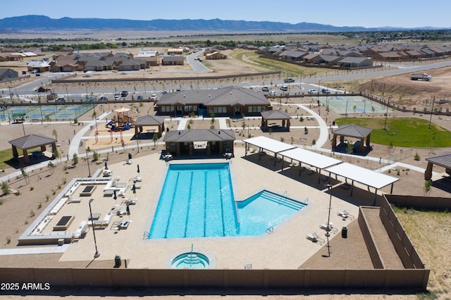 5461 N Bremont Way, Prescott Valley, AZ 86314 - community pool featuring a residential view, a mountain view, and a gazebo