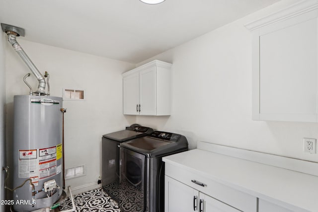7049 E Latham St, Scottsdale, AZ 85257 - washroom featuring water heater, cabinet space, separate washer and dryer, and baseboards