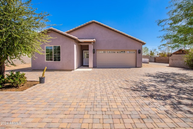 view of front of house with a garage