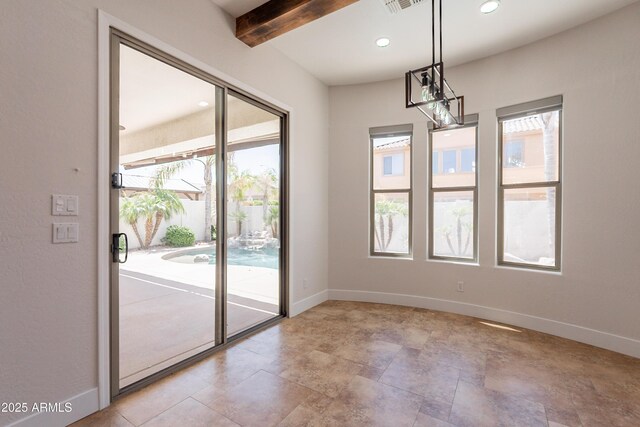 3971 E Leo Pl, Chandler, AZ 85249 - unfurnished room featuring baseboards, recessed lighting, and beam ceiling