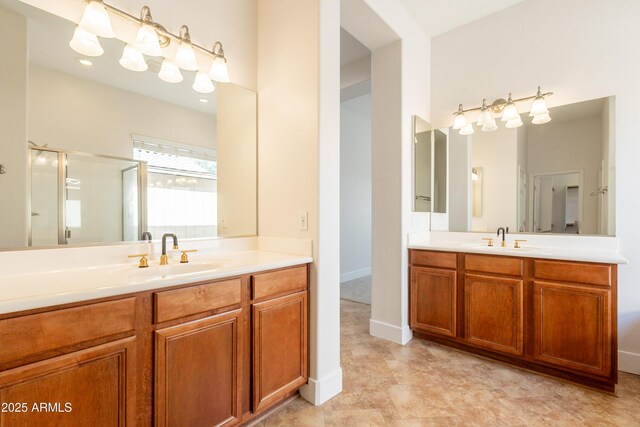 3971 E Leo Pl, Chandler, AZ 85249 - bathroom with a stall shower and two vanities