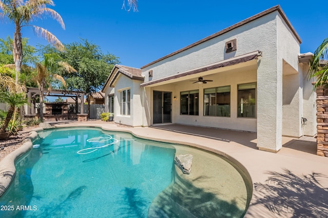 3971 E Leo Pl, Chandler, AZ 85249 - outdoor pool with a patio, ceiling fan, and a fenced backyard