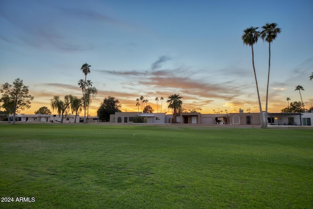 view of yard at dusk