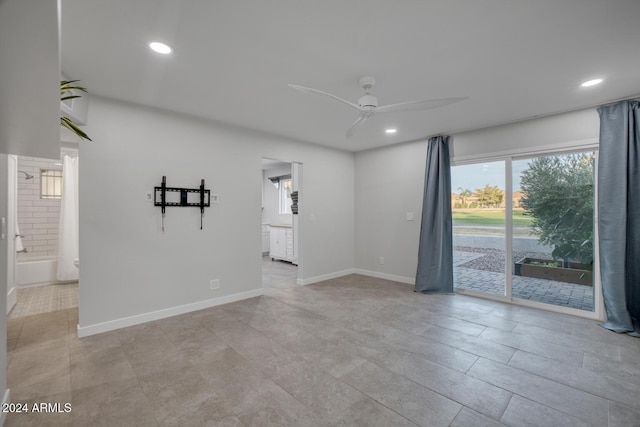 unfurnished room featuring ceiling fan