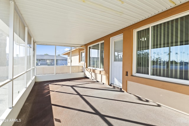 view of unfurnished sunroom