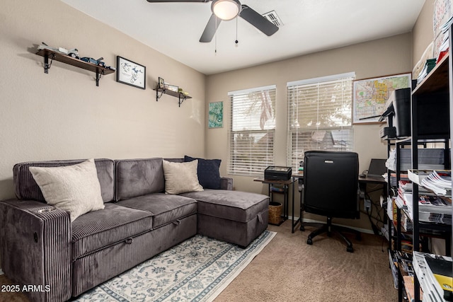 13359 W Post Dr, Surprise, AZ 85374 - home office featuring carpet flooring and ceiling fan