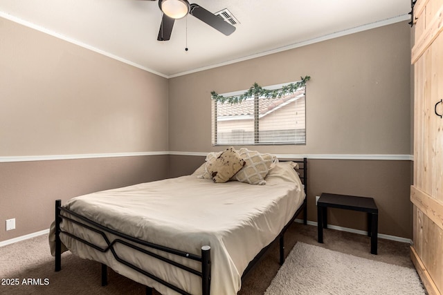 13359 W Post Dr, Surprise, AZ 85374 - carpeted bedroom with baseboards, ornamental molding, and ceiling fan