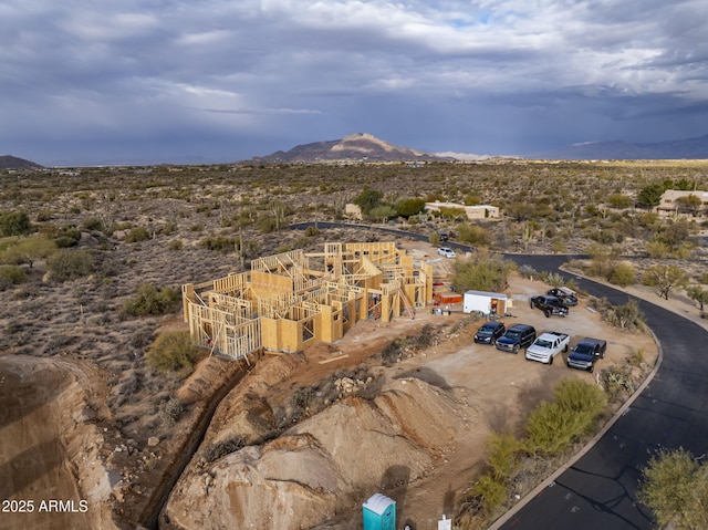 bird's eye view with a mountain view