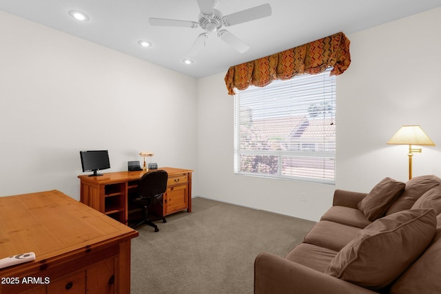 22622 N Mazatlan Dr, Sun City West, AZ 85375 - office space featuring light carpet, a ceiling fan, and recessed lighting
