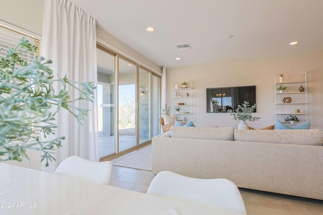 view of tiled living room