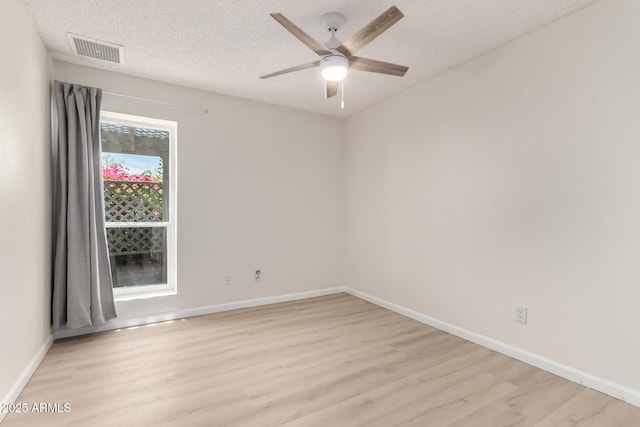 12529 N 83rd Ln, Peoria, AZ 85381 - unfurnished room featuring light wood-type flooring, baseboards, a textured ceiling, and ceiling fan