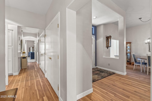 hall featuring light wood-type flooring