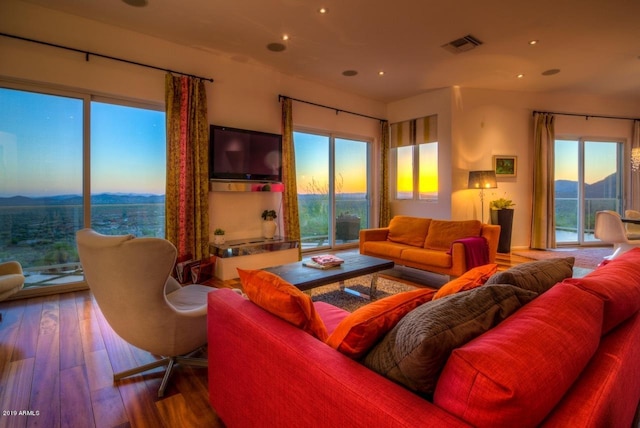 living room featuring hardwood / wood-style flooring