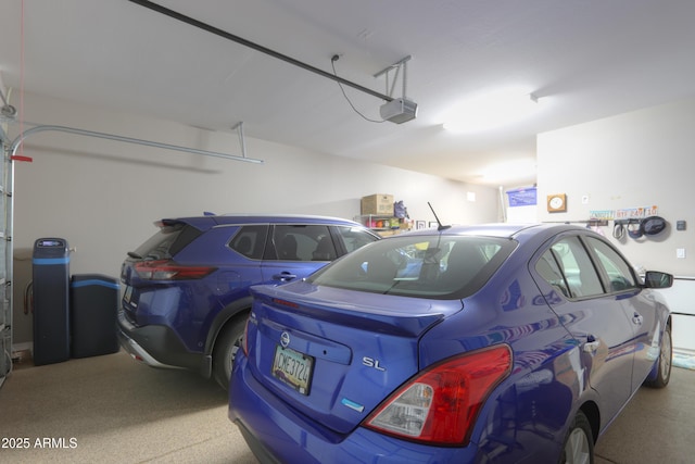 garage with a garage door opener