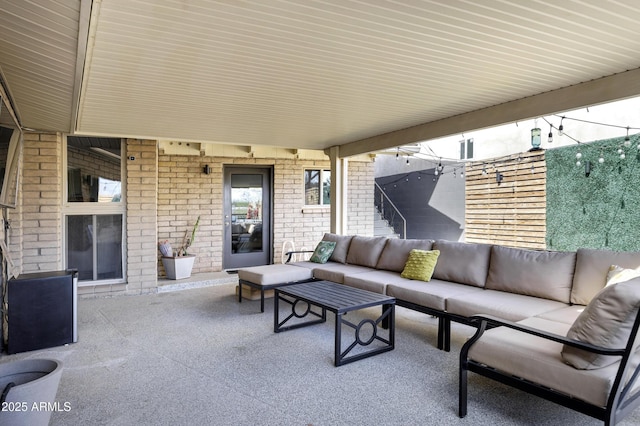 view of patio featuring an outdoor hangout area