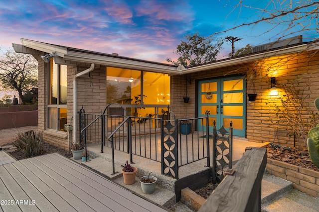 exterior space featuring french doors