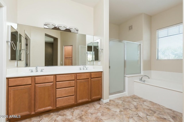 2989 N 44th St N Unit 2007, Phoenix, AZ 85018 - full bathroom featuring a shower stall, a garden tub, and double vanity