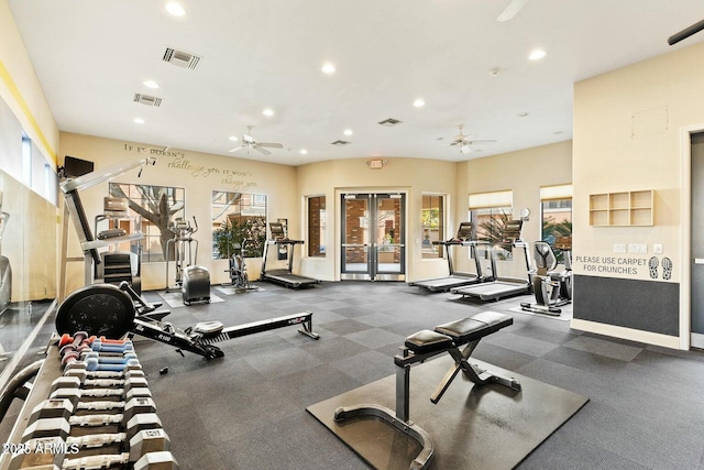 2989 N 44th St N Unit 2007, Phoenix, AZ 85018 - workout area featuring plenty of natural light, recessed lighting, and a ceiling fan
