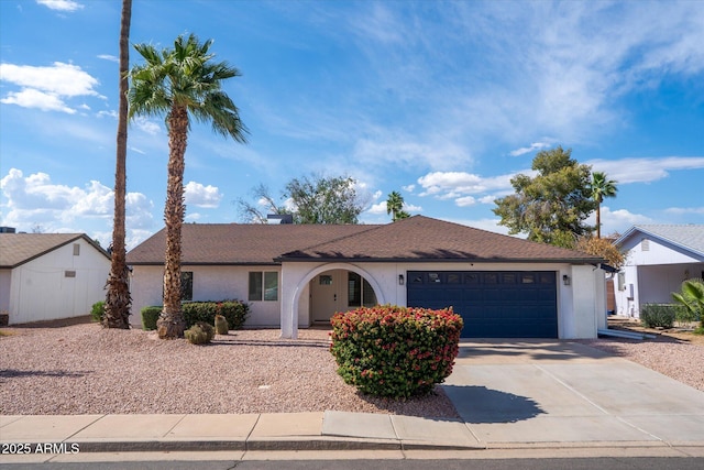 1800 W Shawnee Dr, Chandler, AZ 85224 - single story home with an attached garage, concrete driveway, stucco siding, and a shingled roof