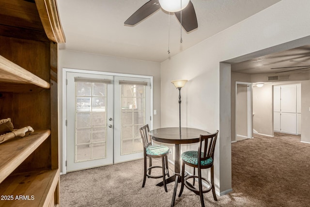 840 N Acacia, Mesa, AZ 85213 - carpeted dining area featuring french doors and ceiling fan