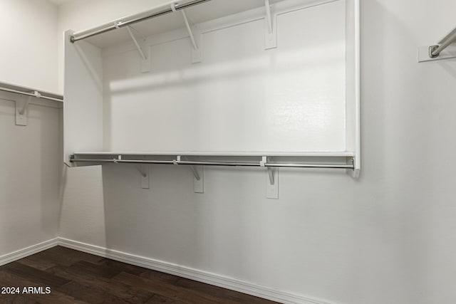 spacious closet with dark wood-type flooring