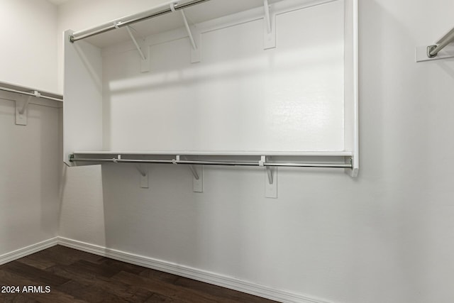 walk in closet featuring dark wood finished floors