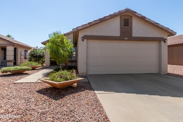 exterior space featuring a garage