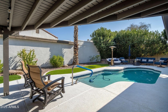 view of swimming pool with an outdoor hangout area and a patio area