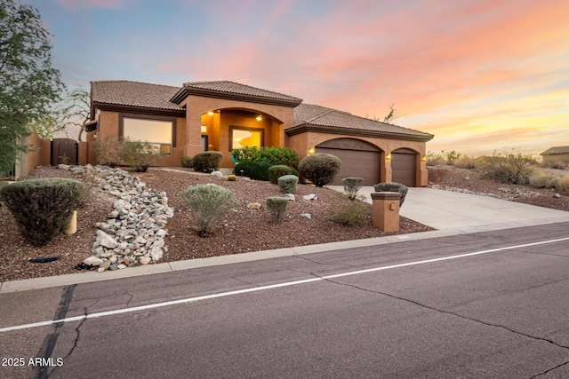 view of front of house with a garage