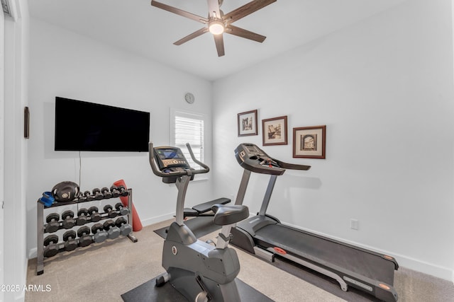 5637 S Parrish, Mesa, AZ 85212 - workout area featuring a ceiling fan and carpet flooring