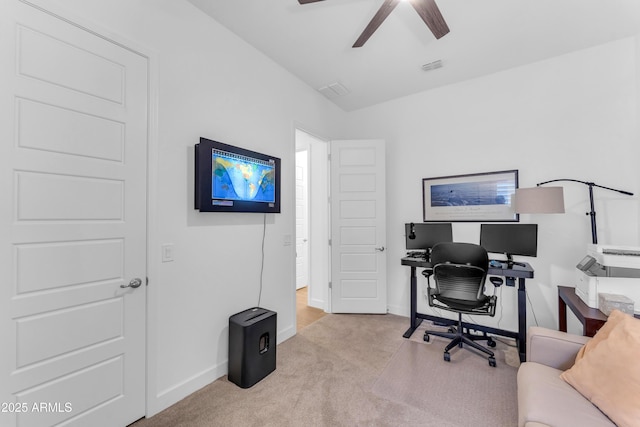 5637 S Parrish, Mesa, AZ 85212 - carpeted home office featuring ceiling fan and baseboards