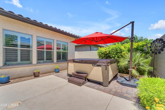 5637 S Parrish, Mesa, AZ 85212 - view of patio / terrace featuring a hot tub