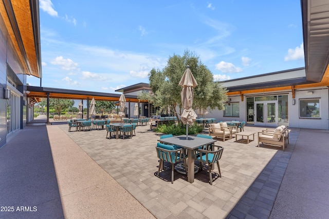 5637 S Parrish, Mesa, AZ 85212 - view of patio / terrace featuring an outdoor hangout area, outdoor dining space, and french doors