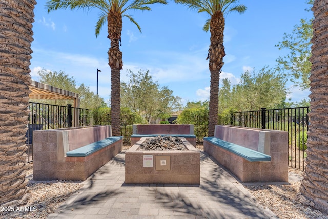 5637 S Parrish, Mesa, AZ 85212 - view of patio / terrace featuring an outdoor fire pit