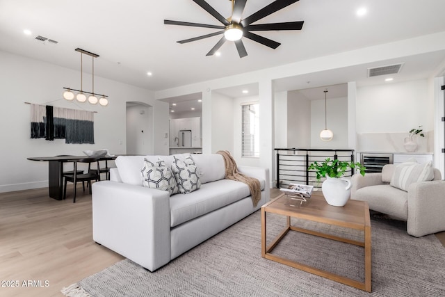 living room featuring light hardwood / wood-style flooring