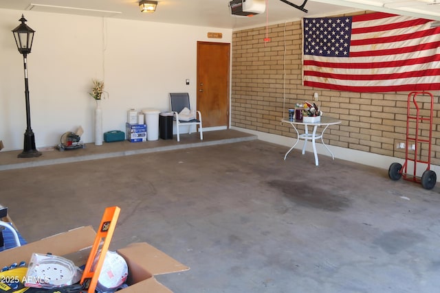 garage with a garage door opener