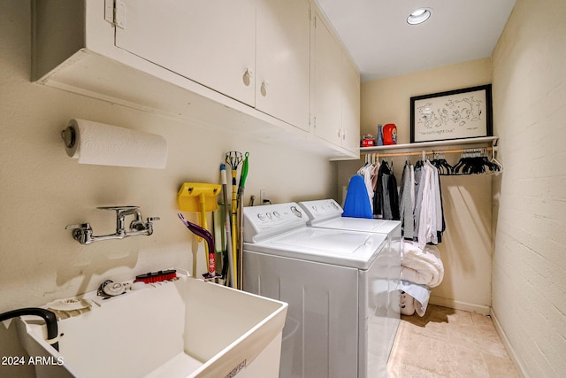 361 E Palm Ln, Phoenix, AZ 85004 - washroom with washer and dryer, cabinet space, and recessed lighting