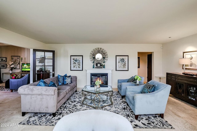 361 E Palm Ln, Phoenix, AZ 85004 - living room featuring a glass covered fireplace and carpet